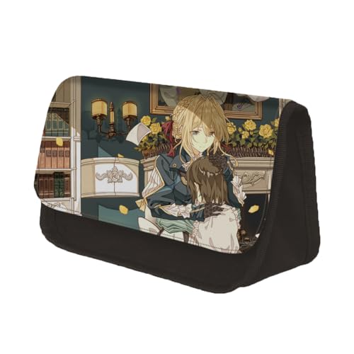 Gooyeh Anime Federtasche Violet Evergarden Federmäppchen für Teenager Jungen 2 Fächer Schülerinnen und Schüler Anime Federmappe Kinderund Büro von Gooyeh