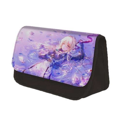 Gooyeh Anime Federtasche Violet Evergarden Federmäppchen für Teenager Jungen 2 Fächer Schülerinnen und Schüler Anime Federmappe Kinderund Büro von Gooyeh