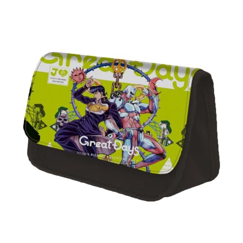 Gooyeh Federmäppchen JJBA Federtasche 3D-gedrucktes Federmäppchen 2 Fächer Schülerinnen und Schüler Anime Federmappe Kinderund Büro Schreibwaren für Schüler zum Schuljahresbeginn von Gooyeh