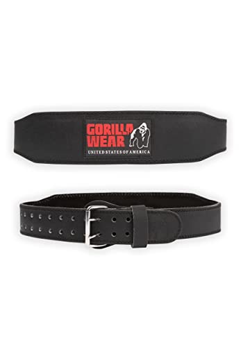 Gorilla Wear - 4 Inch Padded Leather Lifting Belt - Schwarz/Rot - Bodybuilding Krafttraining Gym Training Gewichtheben Unterstützung Stabilisierung mit Logos für Sport aus Leder, XXL-3XL von Gorilla Wear