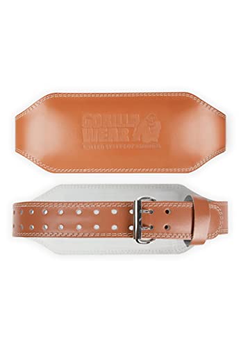 Gorilla Wear - 6 Inch Padded Leather Lifting Belt - Braun - Bodybuilding Krafttraining Gym Training Gewichtheben Unterstützung Stabilisierung mit Logos für Sport aus Leder, S-M von Gorilla Wear