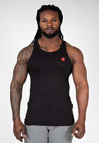 Gorilla Wear - Adams Stretch Tank Top - Schwarz - Bodybuilding Sport Alltag Freizeit mit Logo Aufdruck leicht und bequem für optimale Bewegung aus Baumwolle und Elasthan, L von Gorilla Wear