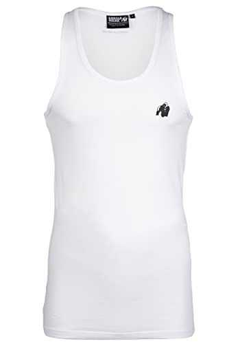 Gorilla Wear - Adams Stretch Tank Top - weiß - Bodybuilding Sport Alltag Freizeit mit Logo Aufdruck leicht und bequem für optimale Bewegung aus Baumwolle und Elasthan, 4XL von Gorilla Wear