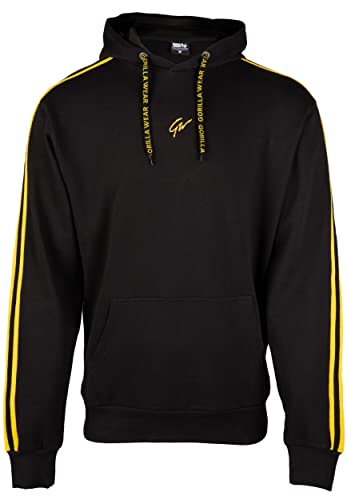 Gorilla Wear Banks Oversized Hoodie - Schwarz/Gelb - zum Sport Freizeit Arbeit Outdoor Alltag Baumwolle Polyester mit Logo Bequem Streifen auf den Armen Workout Bekleidung, XXL Gorilla Wear Banks Oversized Hoodie - Schwarz/Gelb - zum Sport Freizeit Arbeit Outdoor Alltag Baumwolle Polyester mit Logo Bequem Streifen auf den Armen Workout Bekleidung, XXL von Gorilla Wear