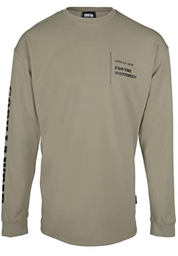 Gorilla Wear Boise Oversized Long Sleeve - armeegrün - hochwertig aus robustem und dehnbarem Stoff für Bodybuilding und Fitness übergroße Passform Logo, S Gorilla Wear Boise Oversized Long Sleeve - armeegrün - hochwertig aus robustem und dehnbarem Stoff für Bodybuilding und Fitness übergroße Passform Logo, S von Gorilla Wear