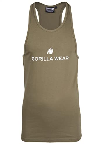 Gorilla Wear - Carter Stretch Tank Top - grün - Bodybuilding Sport Alltag Freizeit mit Logo Aufdruck leicht und bequem für optimale Bewegung aus Baumwolle und Elasthan, L von Gorilla Wear