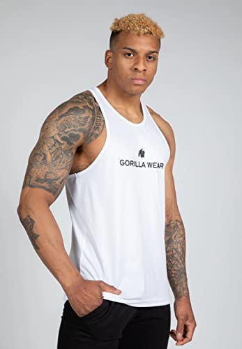 Gorilla Wear - Carter Stretch Tank Top - weiß - Bodybuilding Sport Alltag Freizeit mit Logo Aufdruck leicht und bequem für optimale Bewegung aus Baumwolle und Elasthan, XXL von Gorilla Wear