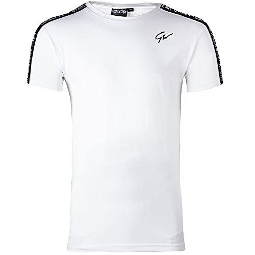 Gorilla Wear Chester Shirt - weiß - atmungsaktive leichtes bequemes Oberteil mit Logo zum Sport joggen Laufen Alltag Workout Training aus Baumwolle ansprechende Passform, S von Gorilla Wear