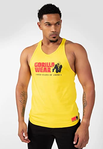 Gorilla Wear Classic Fitness Tank Top - gelb - Bodybuilding Sport Freizeit mit Logo Aufdruck leicht und bequem für optimale Bewegung aus Baumwolle, 3XL von Gorilla Wear