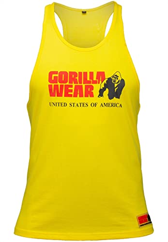 Gorilla Wear Classic Fitness Tank Top - gelb - Bodybuilding Sport Freizeit mit Logo Aufdruck leicht und bequem für optimale Bewegung aus Baumwolle, S von Gorilla Wear