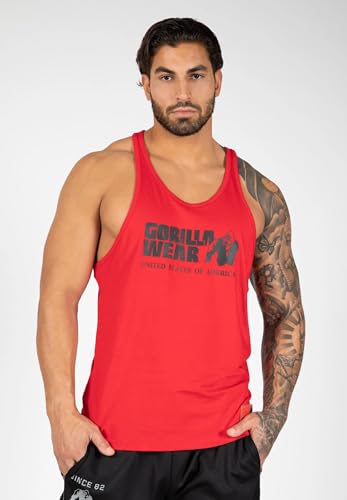 Gorilla Wear Classic Fitness Tank Top - rot - Bodybuilding Sport Freizeit mit Logo Aufdruck leicht und bequem für optimale Bewegung aus Baumwolle, XL von Gorilla Wear