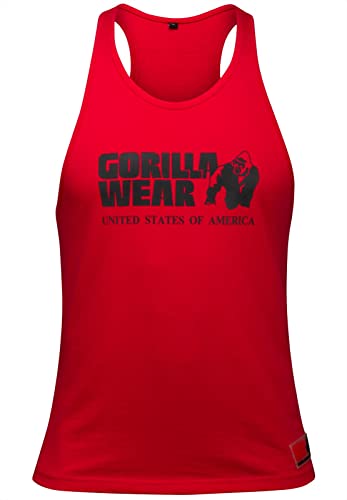 Gorilla Wear Classic Fitness Tank Top - rot - Bodybuilding Sport Freizeit mit Logo Aufdruck leicht und bequem für optimale Bewegung aus Baumwolle, XXL von Gorilla Wear