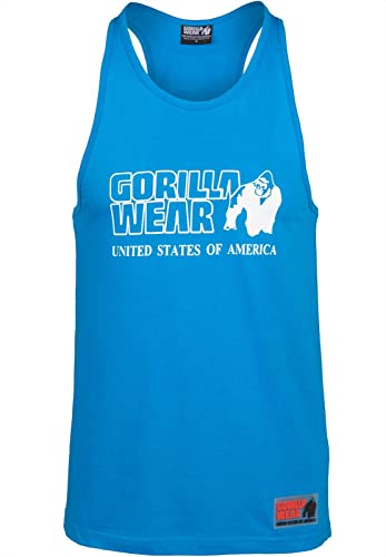 Gorilla Wear - Classic Tank Top - Hellblau - Bodybuilding Sport Alltag Freizeit mit Logo Aufdruck leicht und bequem für optimale Bewegung aus Baumwolle, M von Gorilla Wear