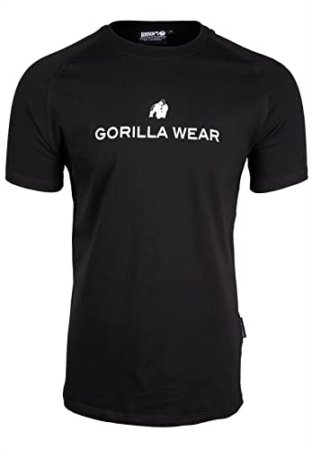 Gorilla Wear - Davis T-Shirt - schwarz - Bodybuilding Sport Alltag Freizeit mit Logo Aufdruck leicht und bequem für optimale Bewegung aus Baumwolle und Elasthan, 4XL von Gorilla Wear