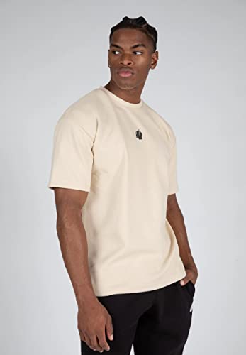Gorilla Wear - Dayton T-Shirt - Beige - Bodybuilding Sport Alltag Freizeit mit Logo Aufdruck leicht und bequem für optimale Bewegung aus Polyester Baumwolle, S Gorilla Wear - Dayton T-Shirt - Beige - Bodybuilding Sport Alltag Freizeit mit Logo Aufdruck leicht und bequem für optimale Bewegung aus Polyester Baumwolle, S von Gorilla Wear