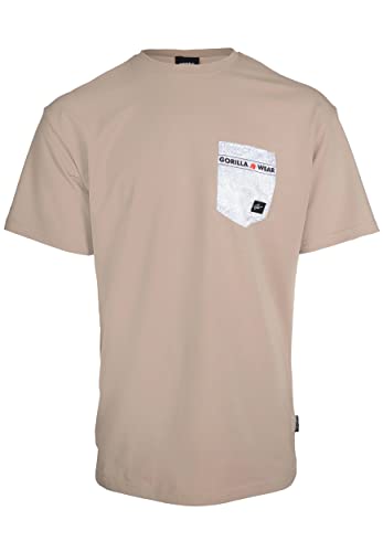 Gorilla Wear Dover Oversized T-Shirt - beige - hochwertig aus robustem und dehnbarem Stoff für Bodybuilding und Fitness übergroße Passform Brusttasche, M Gorilla Wear Dover Oversized T-Shirt - beige - hochwertig aus robustem und dehnbarem Stoff für Bodybuilding und Fitness übergroße Passform Brusttasche, M von Gorilla Wear