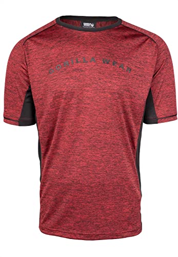 Gorilla Wear - Fremont T-Shirt - Rot/Schwarz - Bodybuilding Sport Alltag Freizeit mit Logo Aufdruck leicht und bequem für optimale Bewegung aus Polyester, 3XL von Gorilla Wear