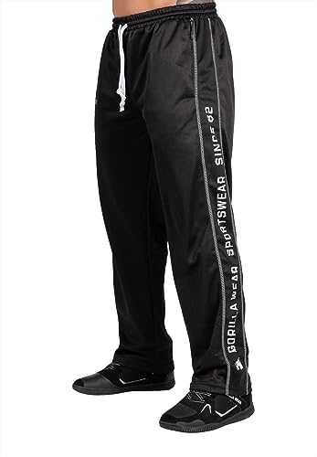 Gorilla Wear Functional Mesh Pants - schwarz/weiß - Bodybuilding und Fitness Hose für Herren mit Logo Aufdruck zum Sport Alltag Freizeit Joggen Laufen bequem leicht, XXL-3XL von Gorilla Wear