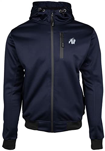 Gorilla Wear Glendale Softshell Jacket - blau - leichte Trainingsjacke winddicht mit Logo bequem zum Sport Alltag Training Workout Reissverschlusstasche Logo auf den Ärmel Langarm aus Polyester, L Gorilla Wear Glendale Softshell Jacket - blau - leichte Trainingsjacke winddicht mit Logo bequem zum Sport Alltag Training Workout Reissverschlusstasche Logo auf den Ärmel Langarm aus Polyester, L von Gorilla Wear