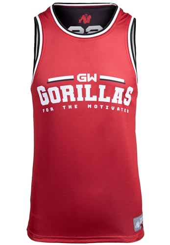 Gorilla Wear Keene Reversible Tank Top Bodybuilding Tank Fitness Herren Top Gym (DE/NL/SE/PL, Alphanumerisch, S, Regular, Regular, Schwarz/Rot) von Gorilla Wear