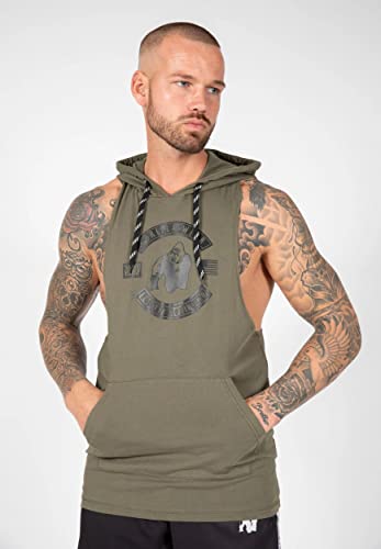 Gorilla Wear Lawrence Hooded Tank Top - armeegrün - Bodybuilding und Fitness Bekleidung Herren, 4XL von Gorilla Wear