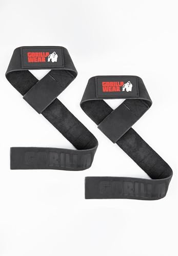 Gorilla Wear Leather Lifting Straps - schwarz - Bodybuilding und Fitness Accessoire für Herren Leder von Gorilla Wear