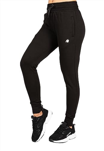 Gorilla Wear - Marion Sweatpants - Schwarz - Bodybuilding Sport Alltag Freizeit mit Logo Aufdruck leicht und bequem für optimale Bewegung aus Polyester Baumwolle, L von Gorilla Wear