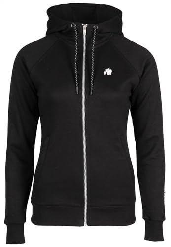 Gorilla Wear - Marion Zipped Hoodie - Schwarz - Bodybuilding Sport Alltag Freizeit mit Logo Aufdruck leicht und bequem für optimale Bewegung aus Polyester Baumwolle, L Gorilla Wear - Marion Zipped Hoodie - Schwarz - Bodybuilding Sport Alltag Freizeit mit Logo Aufdruck leicht und bequem für optimale Bewegung aus Polyester Baumwolle, L von Gorilla Wear