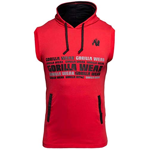 Gorilla Wear Melbourne S/L Hooded T-Shirt - Bodybuilding und Fitness Bekleidung für Herren, rot, 4XL von Gorilla Wear