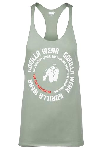 Gorilla Wear Melrose Stringer – Schwarz - Bodybuilding Tank Top Herren Logo Brust schmale Träger (DE/NL/SE/PL, Alphanumerisch, 3XL, Regular, Regular, grün) von Gorilla Wear