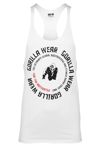 Gorilla Wear Melrose Stringer – Schwarz - Bodybuilding Tank Top Herren Logo Brust schmale Träger (DE/NL/SE/PL, Alphanumerisch, XL, Regular, Regular, beige) von Gorilla Wear