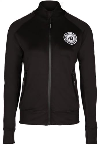 Gorilla Wear - Montana Track Jacket - Schwarz - Bodybuilding Sport Alltag Freizeit mit Logo Aufdruck leicht und bequem für optimale Bewegung aus Polyester Elasthan, S Gorilla Wear - Montana Track Jacket - Schwarz - Bodybuilding Sport Alltag Freizeit mit Logo Aufdruck leicht und bequem für optimale Bewegung aus Polyester Elasthan, S von Gorilla Wear
