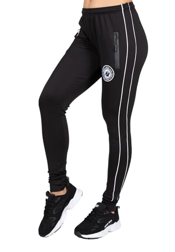 Gorilla Wear - Montana Track Pants - Schwarz - Bodybuilding Sport Alltag Freizeit mit Logo Aufdruck leicht und bequem für optimale Bewegung aus Polyester Elasthan, XS Gorilla Wear - Montana Track Pants - Schwarz - Bodybuilding Sport Alltag Freizeit mit Logo Aufdruck leicht und bequem für optimale Bewegung aus Polyester Elasthan, XS von Gorilla Wear