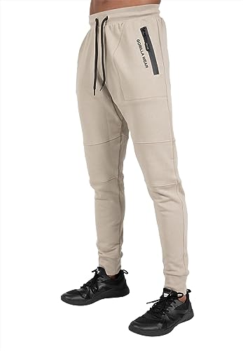 Gorilla Wear Newark Pants - Beige - Bodybuildung Fitness Sport Jogginghose Jogger Bequem Baumwolle Polyester Bekleidung für Männer Alltag Logo, 3XL von Gorilla Wear