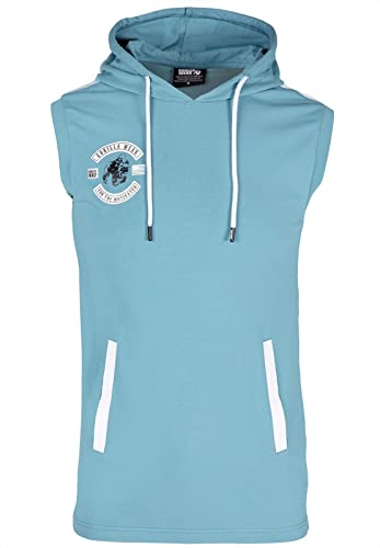 Gorilla Wear - Oswego S/L Hooded T-Shirt - Blau - Bodybuilding Sport Alltag Freizeit mit Logo Aufdruck leicht und bequem für optimale Bewegung aus Baumwolle Elasthan, XL von Gorilla Wear