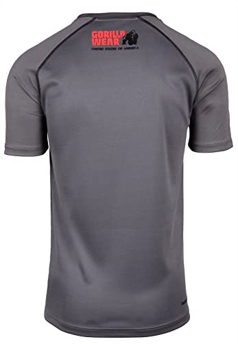 Gorilla Wear - Performance T-Shirt - Grau - Bodybuilding Sport Alltag Freizeit mit Logo Aufdruck leicht und bequem für optimale Bewegung aus Polyester, 3XL von Gorilla Wear