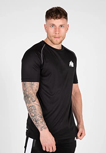 Gorilla Wear - Performance T-Shirt - Schwarz - Bodybuilding Sport Alltag Freizeit mit Logo Aufdruck leicht und bequem für optimale Bewegung aus Polyester, XXL Gorilla Wear - Performance T-Shirt - Schwarz - Bodybuilding Sport Alltag Freizeit mit Logo Aufdruck leicht und bequem für optimale Bewegung aus Polyester, XXL von Gorilla Wear
