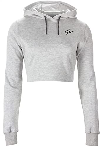 Gorilla Wear Pixley Crop Top Hoodie - grau - leicht funktionell oberteil mit logo zum Sport workout Training bequem bewegungsfreiheit atmungsaktiv ansprechende Passform aus Baumwolle Polyester, XS von Gorilla Wear