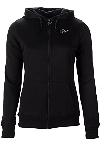 Gorilla Wear Pixley Zipped Hoodie - schwarz - leicht funktionell Oberteil Pullover mit Logo Reissverschluss zum Sport Alltag Freizeit Workout Training bequem atmungsaktiv aus Baumwolle Polyester, M von Gorilla Wear