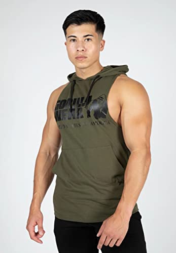 Gorilla Wear - Rogers Hooded Tank Top - Grün - Bodybuilding Sport Alltag Freizeit mit Logo Aufdruck leicht und bequem für optimale Bewegung aus Baumwolle, L von Gorilla Wear