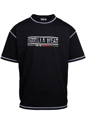 Gorilla Wear Saginaw Oversized T-Shirt Bodybuilding T-Shirt Old School Fitness Baumwolle Übergroße (DE/NL/SE/PL, Alphanumerisch, M, Große Größen, Tall, Schwarz) von Gorilla Wear