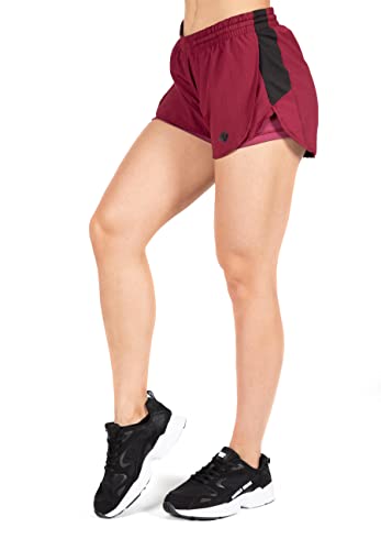 Gorilla Wear - Salina 2-In-1 Shorts - Rot - Bodybuilding Sport Alltag Freizeit mit Logo Aufdruck leicht und bequem für optimale Bewegung aus Polyester, S von Gorilla Wear