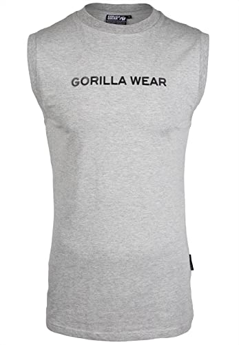 Gorilla Wear - Sorrento Sleeveless T-Shirt - Grau - Bodybuilding Sport Alltag Freizeit mit Logo Aufdruck leicht und bequem für optimale Bewegung aus Baumwolle und Elasthan, 3XL von Gorilla Wear