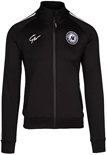 Gorilla Wear - Stratford Track Jacket - Schwarz - Bodybuilding Sport Alltag Freizeit mit Logo Aufdruck leicht und bequem für optimale Bewegung aus Elasthan Polyester, L von Gorilla Wear