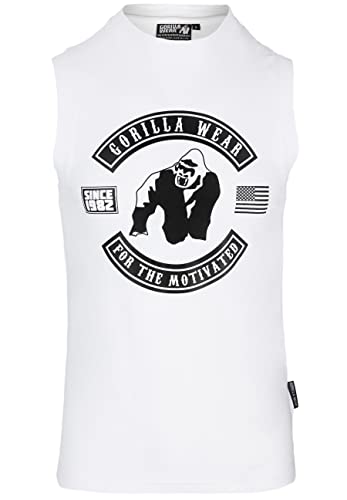 Gorilla Wear - Tulsa Tank Top - Weiß - Bodybuilding Sport Alltag Freizeit mit Logo Aufdruck leicht und bequem für optimale Bewegung aus Baumwolle, 4XL von Gorilla Wear
