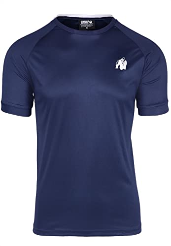 Gorilla Wear - Valdosta T-Shirt - Blau - Bodybuilding Sport Alltag Freizeit mit Logo Aufdruck leicht und bequem für optimale Bewegung aus Polyester Baumwolle, M von Gorilla Wear