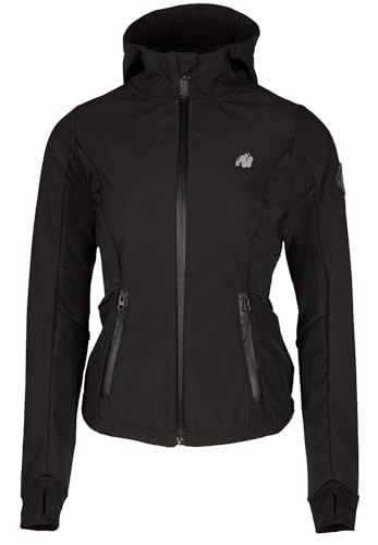 Gorilla Wear - Victoria Softshell Jacket - schwarz - leichte Jacke mit Logo Aufdruck bequem zum Sport Alltag Freizeit Workout Training Atmungsaktiv aus Polyester mit Reissverschluss, XS von Gorilla Wear