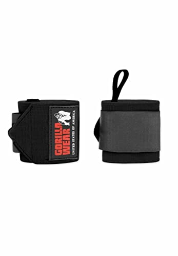 Gorilla Wear - Wrist Wraps PRO - Schwarz - Bodybuilding Krafttraining Gym Training Gewichtheben Unterstützung Stabilisierung mit Logos für Sport aus Elasthan und Polyester von Gorilla Wear