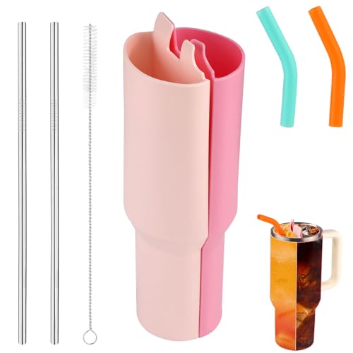 Gosknor 2-in-1-Becher aus Silikon für Stanley-Becher, Wiederverwendbarer Getränketeiler mit Strohhalm und Bürste aus Edelstahl Becherspender-Set aus Silikon Getränketrenner Kompatibel mit Stanley Gosknor 2-in-1-Becher aus Silikon für Stanley-Becher, Wiederverwendbarer Getränketeiler mit Strohhalm und Bürste aus Edelstahl Becherspender-Set aus Silikon Getränketrenner Kompatibel mit Stanley von Gosknor