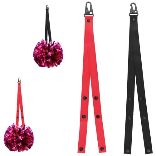 Gosknor 2stk Pomponhalter, Verstellbare Cheer-Pom-Halter-Gurte Cheer Bow Halter Cheerleading-Zubehör-Geschenke für Sportteams im Teenageralter, Pompons Nicht im Lieferumfang Enthalten (Rot, Schwarz) von Gosknor